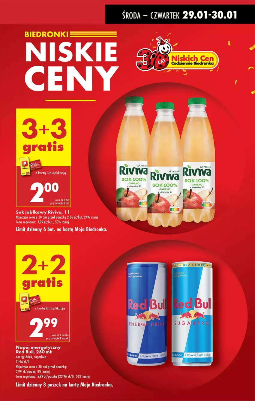 Gazetka promocyjna Biedronka - Od Środy - ważna 29.01 do 30.01.2025 - strona 11 - produkty: Red Bull, Sok, Sok jabłkowy