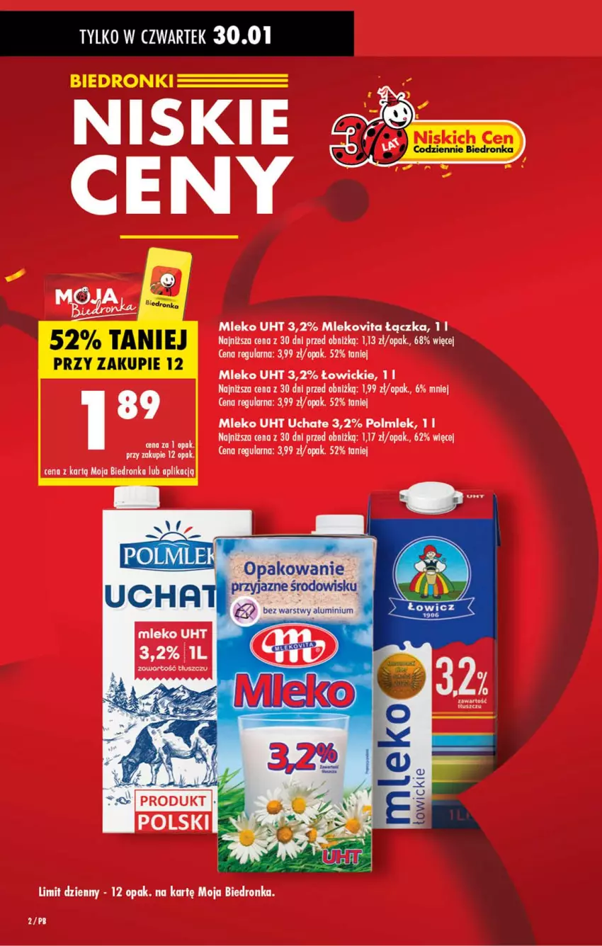 Gazetka promocyjna Biedronka - Od Środy - ważna 29.01 do 30.01.2025 - strona 2 - produkty: Mleko, Mlekovita, POLMLEK