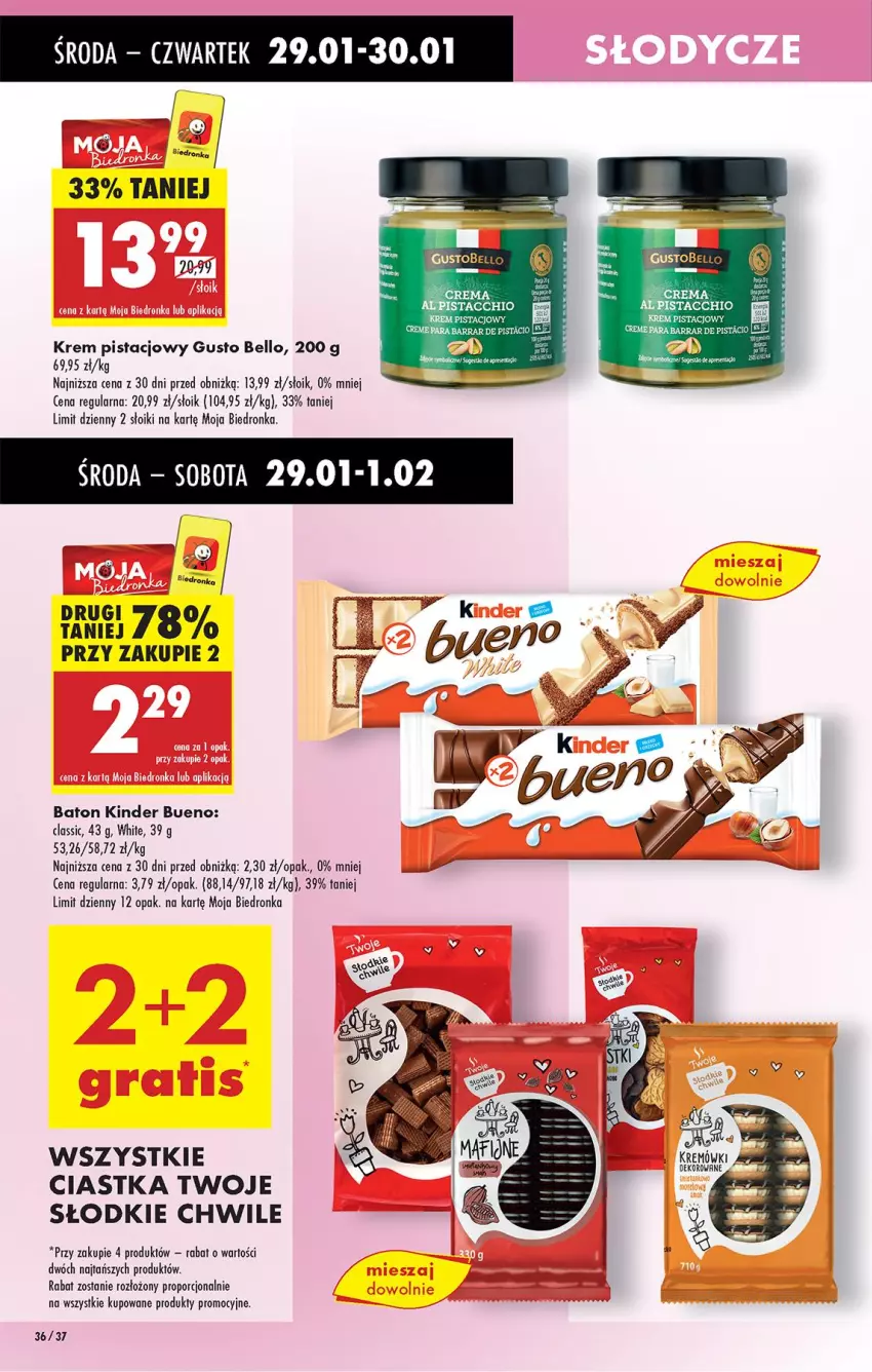 Gazetka promocyjna Biedronka - Od Środy - ważna 29.01 do 30.01.2025 - strona 44 - produkty: Baton, Bell, Ciastka, Fa, Kinder, Kinder Bueno, Krem pistacjowy, Por