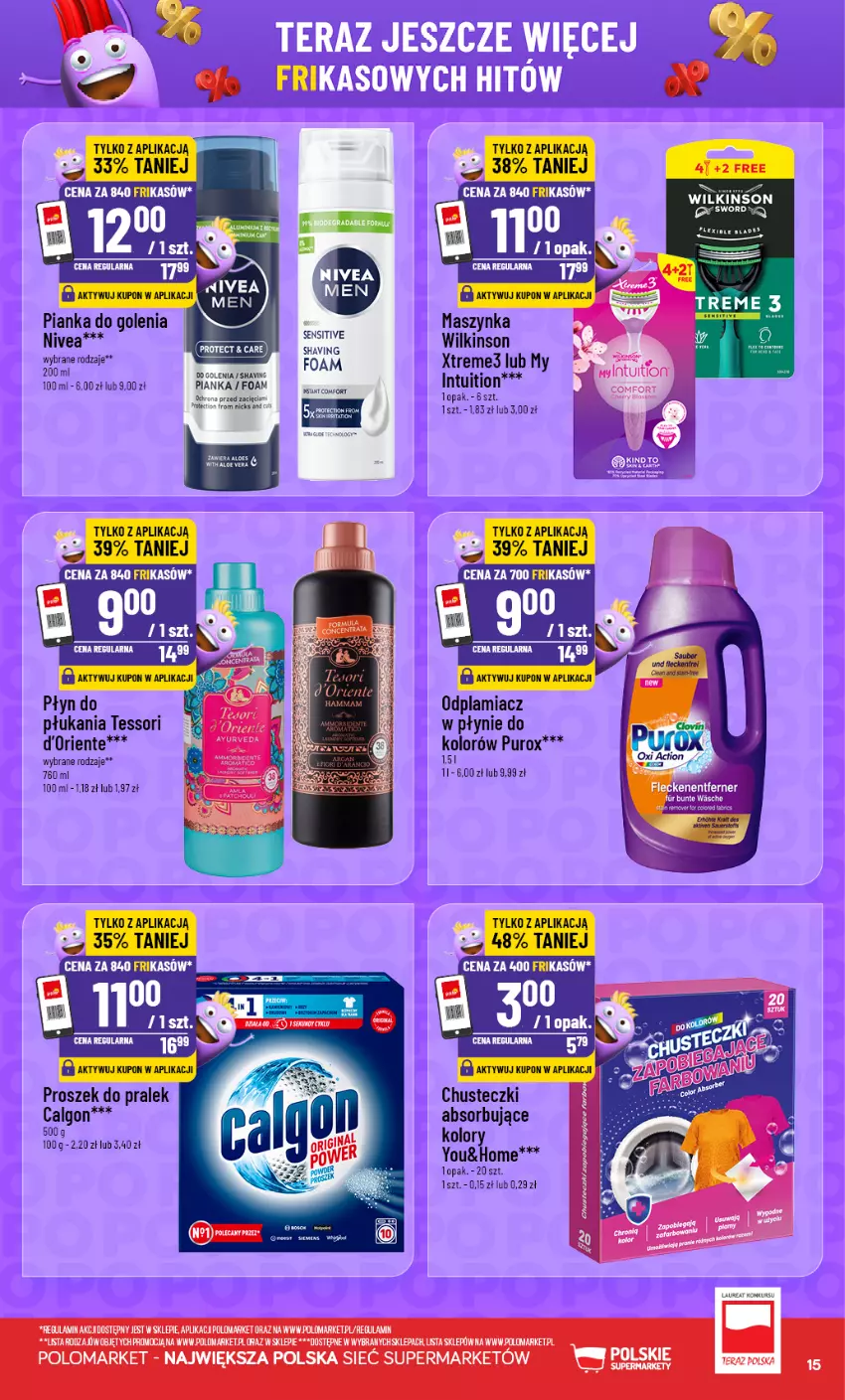 Gazetka promocyjna PoloMarket - Frikasy G35 - ważna 26.08 do 01.09.2026 - strona 15 - produkty: Calgon, Chusteczki, LG, Maszynka, Nivea, Odplamiacz, Pianka do golenia, Pur, Szynka, Tera, Top