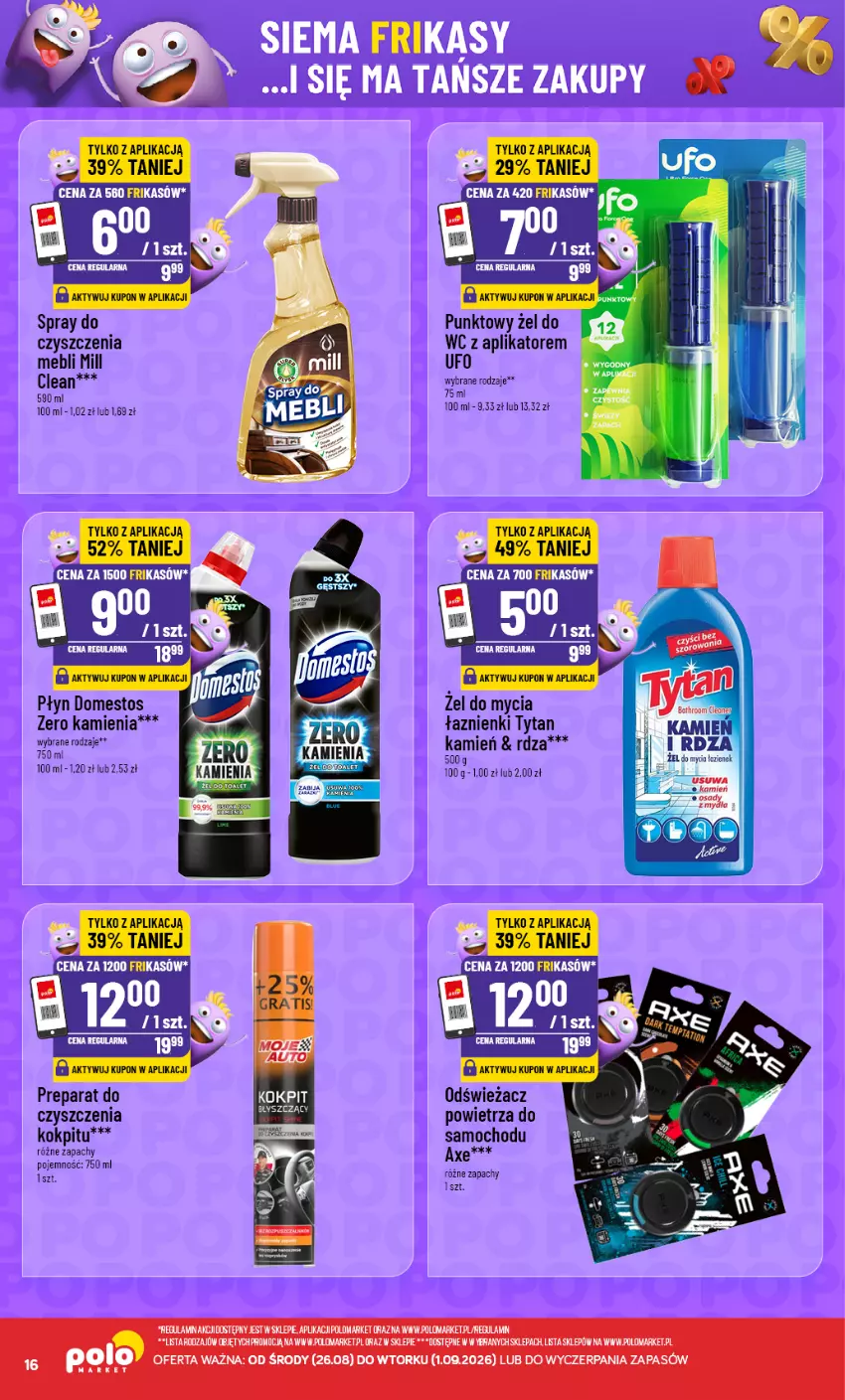 Gazetka promocyjna PoloMarket - Frikasy G35 - ważna 26.08 do 01.09.2026 - strona 16 - produkty: Domestos, Gra, Odświeżacz powietrza, Spray do czyszczenia, Tytan