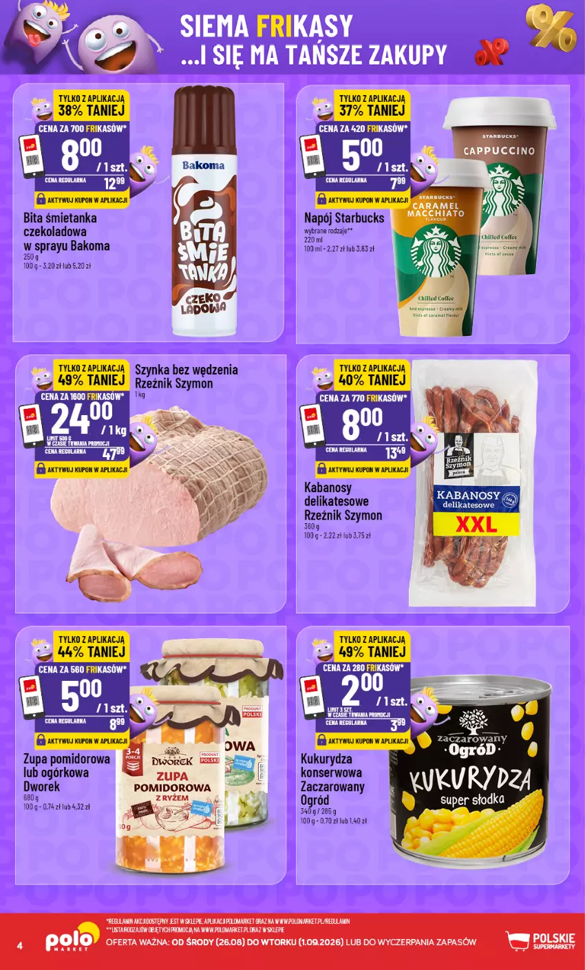 Gazetka promocyjna PoloMarket - Frikasy G35 - ważna 26.08 do 01.09.2026 - strona 4 - produkty: Bakoma, Kabanos, Kukurydza, Napój, Ogród, Ser, Szynka, Zupa, Zupa pomidorowa
