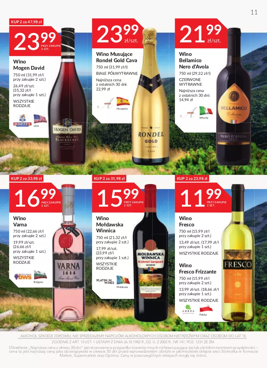 Gazetka promocyjna Stokrotka - Katalog Kulinarny - ważna 15.06 do 28.06.2023 - strona 11 - produkty: Bell, Bella, Fresco, Mogen David, Mus, Optima, Rondel, Wino, Wino musujące