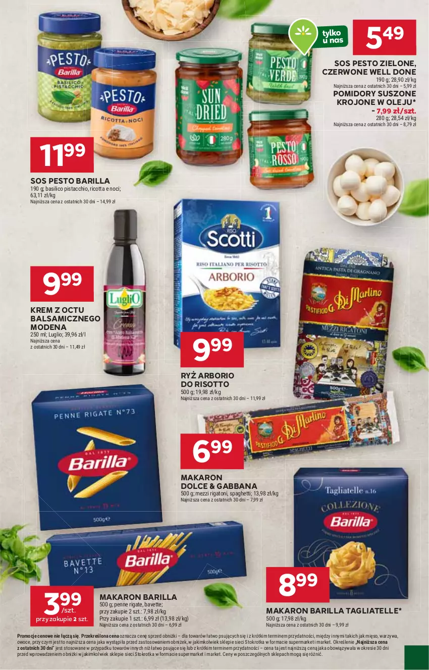 Gazetka promocyjna Stokrotka - Supermarket - ważna 24.07 do 30.07.2025 - strona 19 - produkty: Barilla, Makaron, Mięso, Olej, Owoce, Penne, Pesto, Pomidory, Ricotta, Ryż, Sos, Spaghetti, Tagliatelle, Warzywa