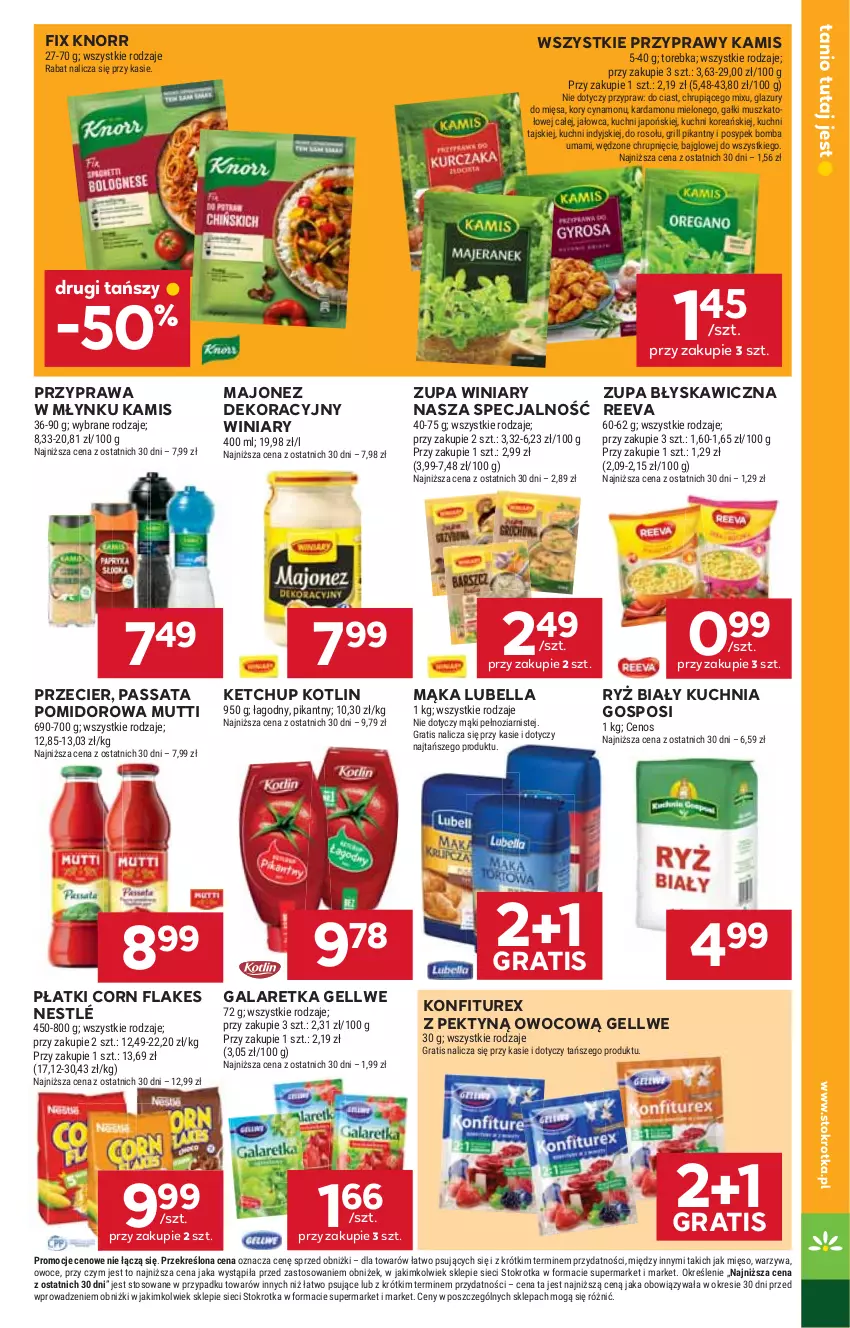 Gazetka promocyjna Stokrotka - Supermarket - ważna 24.07 do 30.07.2025 - strona 25 - produkty: Bell, Bella, Cenos, Corn flakes, Gala, Galaretka, Gra, Grill, Kamis, Ketchup, Knorr, Kotlin, Kuchnia, Lazur, Lubella, Majonez, Mąka, Mięso, Mus, Nestlé, Owoce, Przyprawy, Ryż, Ryż biały, Torebka, Warzywa, Winiary, Zupa