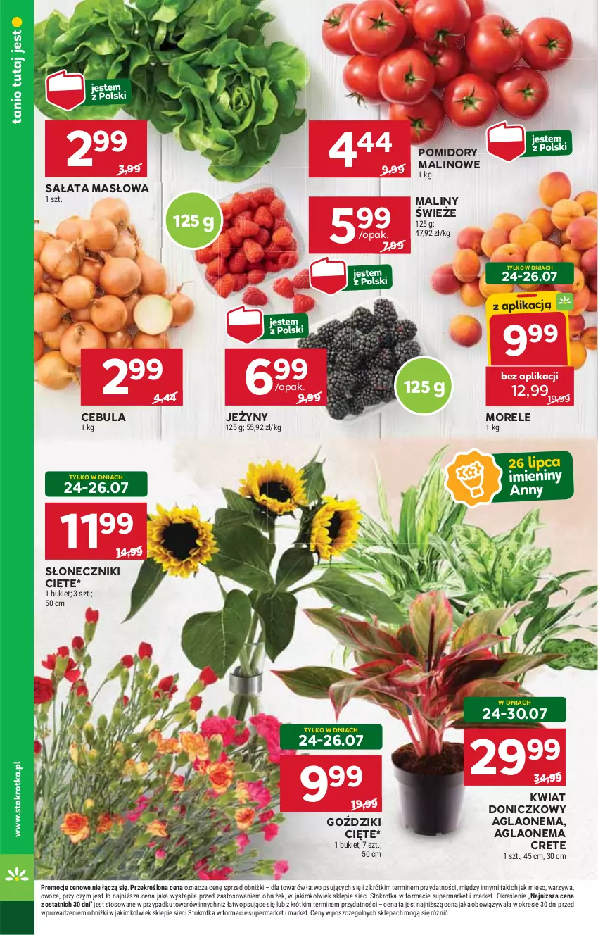 Gazetka promocyjna Stokrotka - Supermarket - ważna 24.07 do 30.07.2025 - strona 6 - produkty: Bukiet, Cebula, Jeżyny, Maliny, Masło, Mięso, Owoce, Pomidory, Sałat, Sałata masłowa, Warzywa