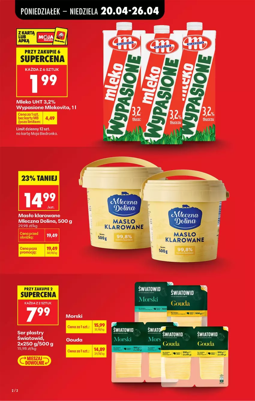 Gazetka promocyjna Biedronka - Od Poniedziałku - ważna 20.04 do 26.04.2026 - strona 2 - produkty: Gouda, Mleko, Mlekovita, Ser
