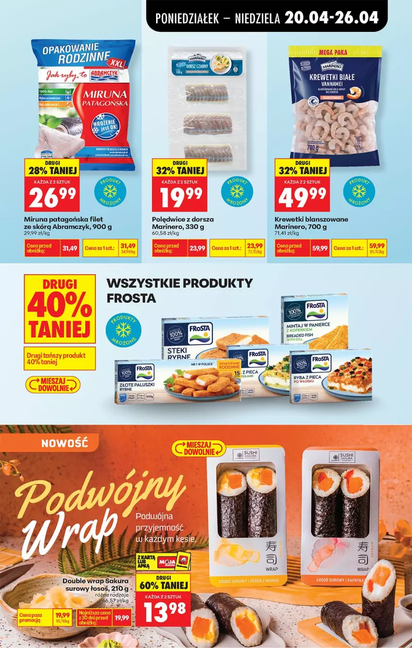 Gazetka promocyjna Biedronka - Od Poniedziałku - ważna 20.04 do 26.04.2026 - strona 35 - produkty: Dorsz, Frosta, Krewetki, Mintaj, Miruna, Ryba, Tago