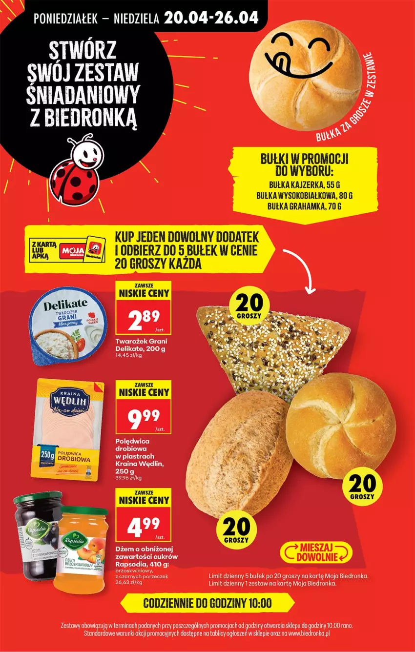 Gazetka promocyjna Biedronka - Od Poniedziałku - ważna 20.04 do 26.04.2026 - strona 40 - produkty: Bułka, Dżem, Gra, Kajzerka, Polędwica, Por, Sok