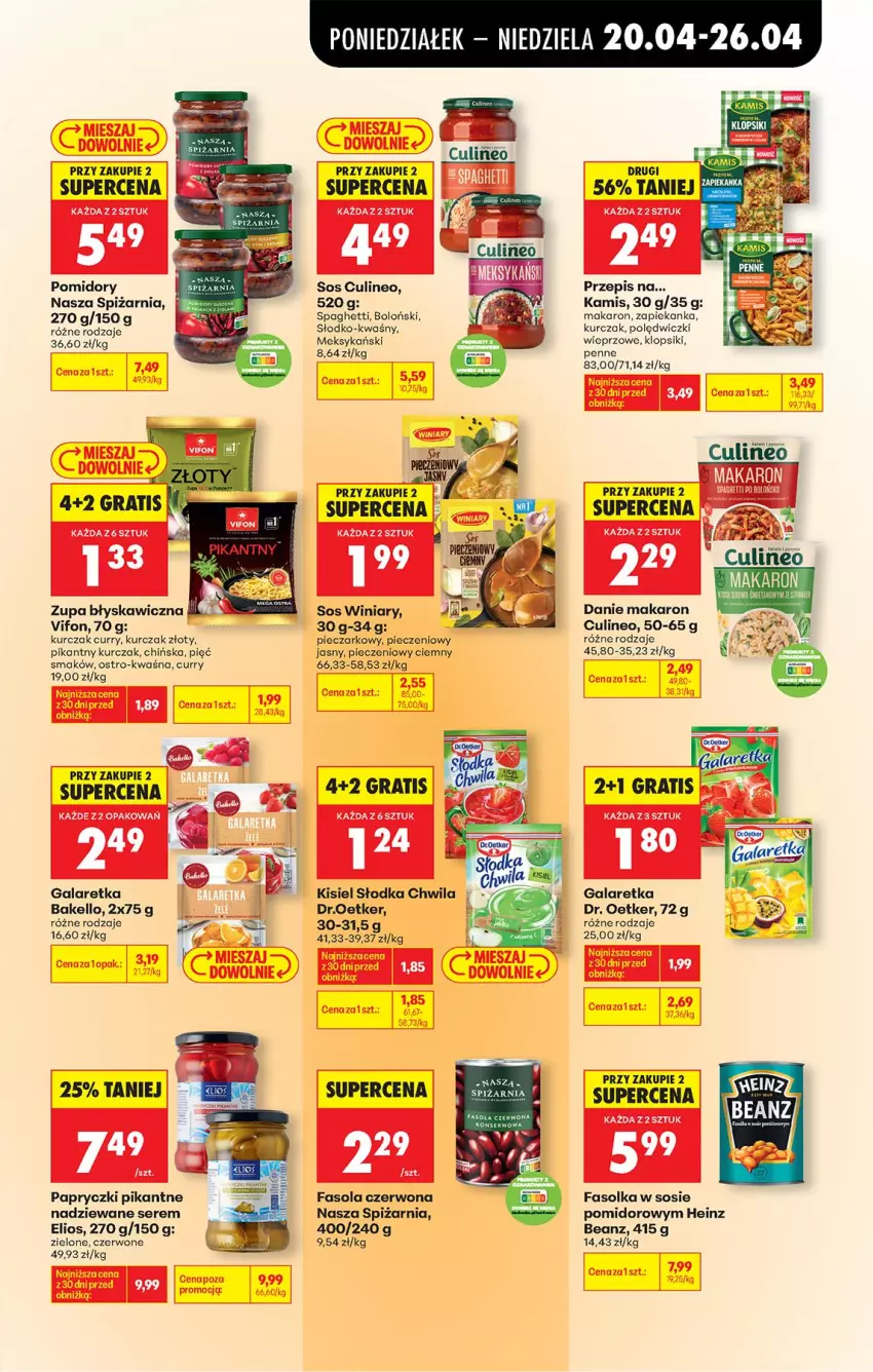 Gazetka promocyjna Biedronka - Od Poniedziałku - ważna 20.04 do 26.04.2026 - strona 53 - produkty: Dr. Oetker, Fa, Fasola, Gala, Galaretka, Gra, Heinz, Kamis, Kisiel, Klopsiki, Kurczak, Makaron, Papryczki pikantne, Penne, Piec, Pomidory, Ser, Słodka Chwila, Sos, Spaghetti, Winiary, Zapiekanka, Zupa