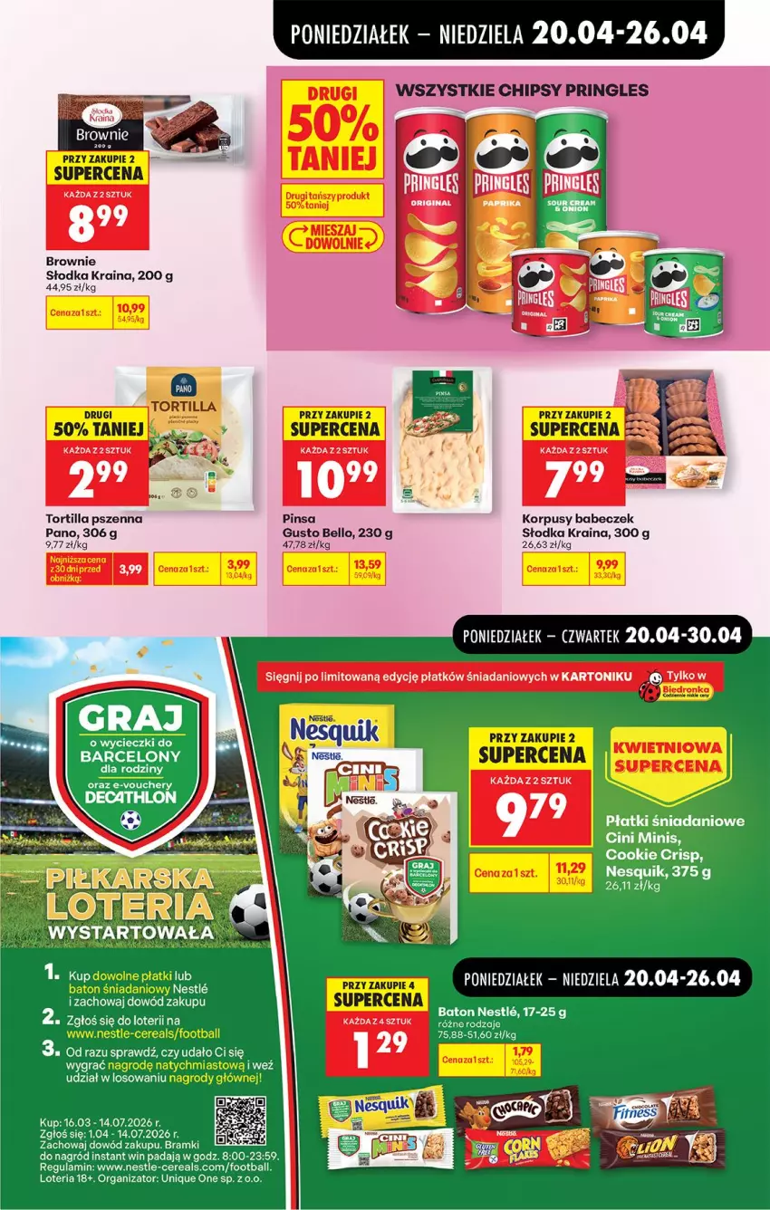Gazetka promocyjna Biedronka - Od Poniedziałku - ważna 20.04 do 26.04.2026 - strona 65 - produkty: Baton, Bell, Brownie, Chipsy, Cini Minis, Danio, Gra, Korpusy, Nesquik, Pringles, Ser, Tortilla