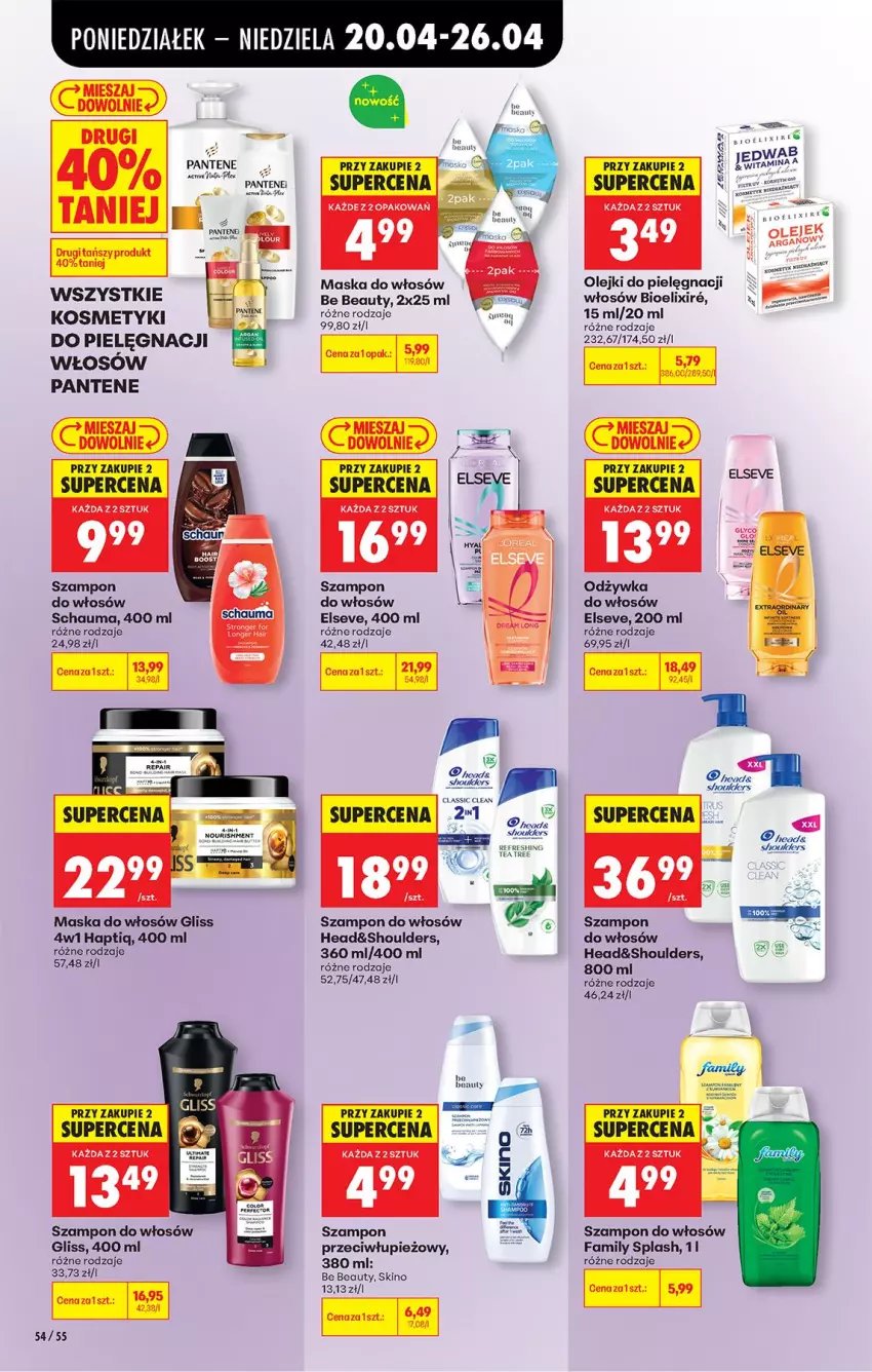 Gazetka promocyjna Biedronka - Od Poniedziałku - ważna 20.04 do 26.04.2026 - strona 74 - produkty: Be Be, Elseve, Fa, Maska, Maska do włosów, Odżywka, Olej, Pantene, Schauma, Szampon, Tea tree