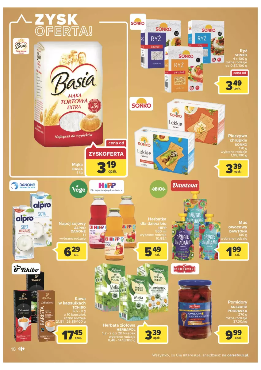 Gazetka promocyjna Carrefour - Gazetka Express - ważna 08.03 do 14.03.2022 - strona 10 - produkty: Alpro, Danone, Mąka, Mąka tortowa, Pomidory, Rum, Sonko