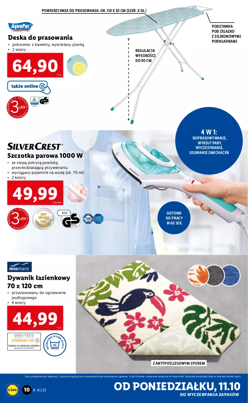 Gazetka promocyjna Lidl - GAZETKA - ważna 11.10 do 17.10.2021 - strona 10 - produkty: Deska do prasowania, Dywan, Dywanik, Dywanik łazienkowy, Podkład, Podkładka, Pojemnik, Pokrowiec, Sok, Szczotka, Top