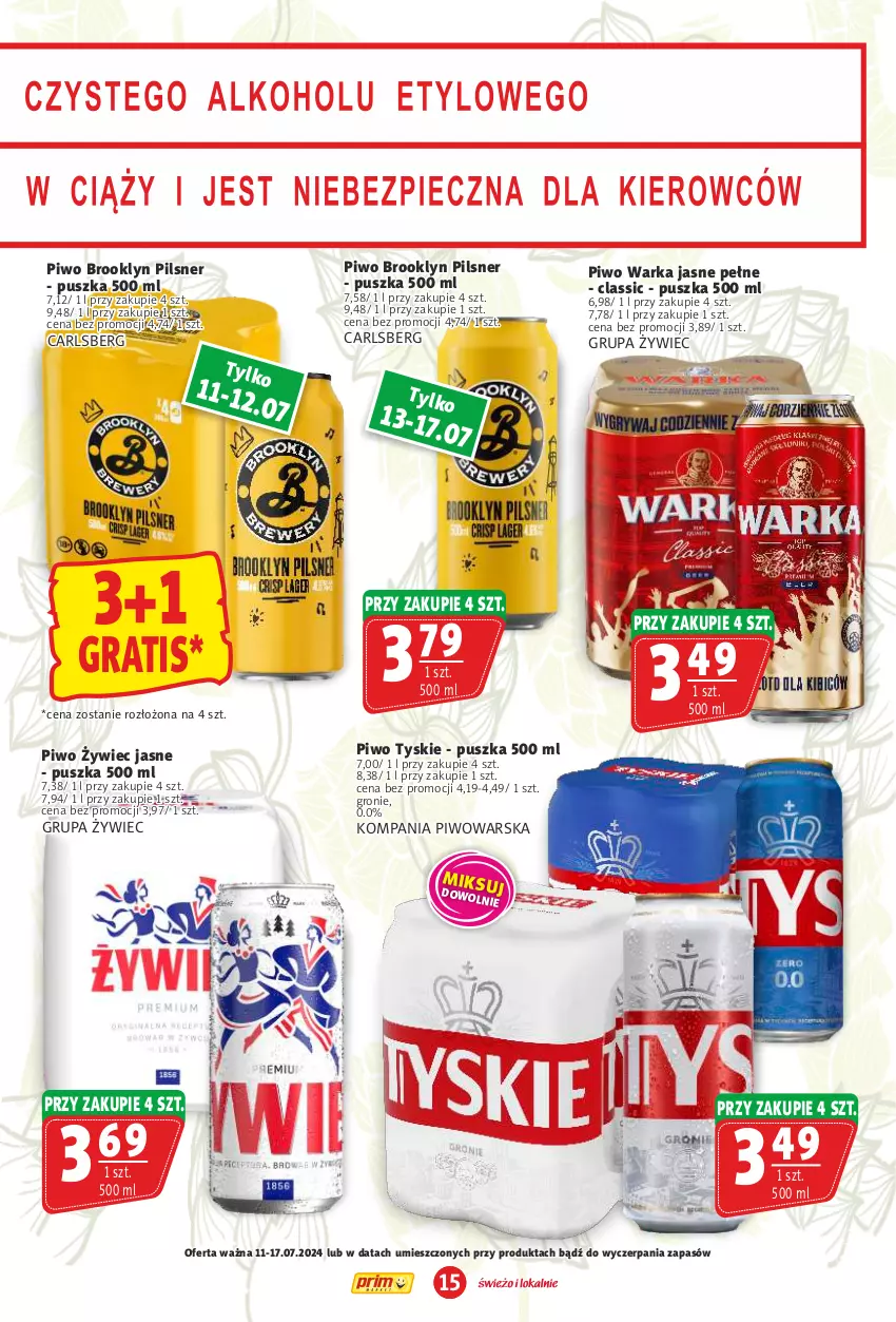 Gazetka promocyjna Prim Market - ważna 11.07 do 17.07.2024 - strona 15 - produkty: Carlsberg, Gra, Piwo, Tyskie, Warka
