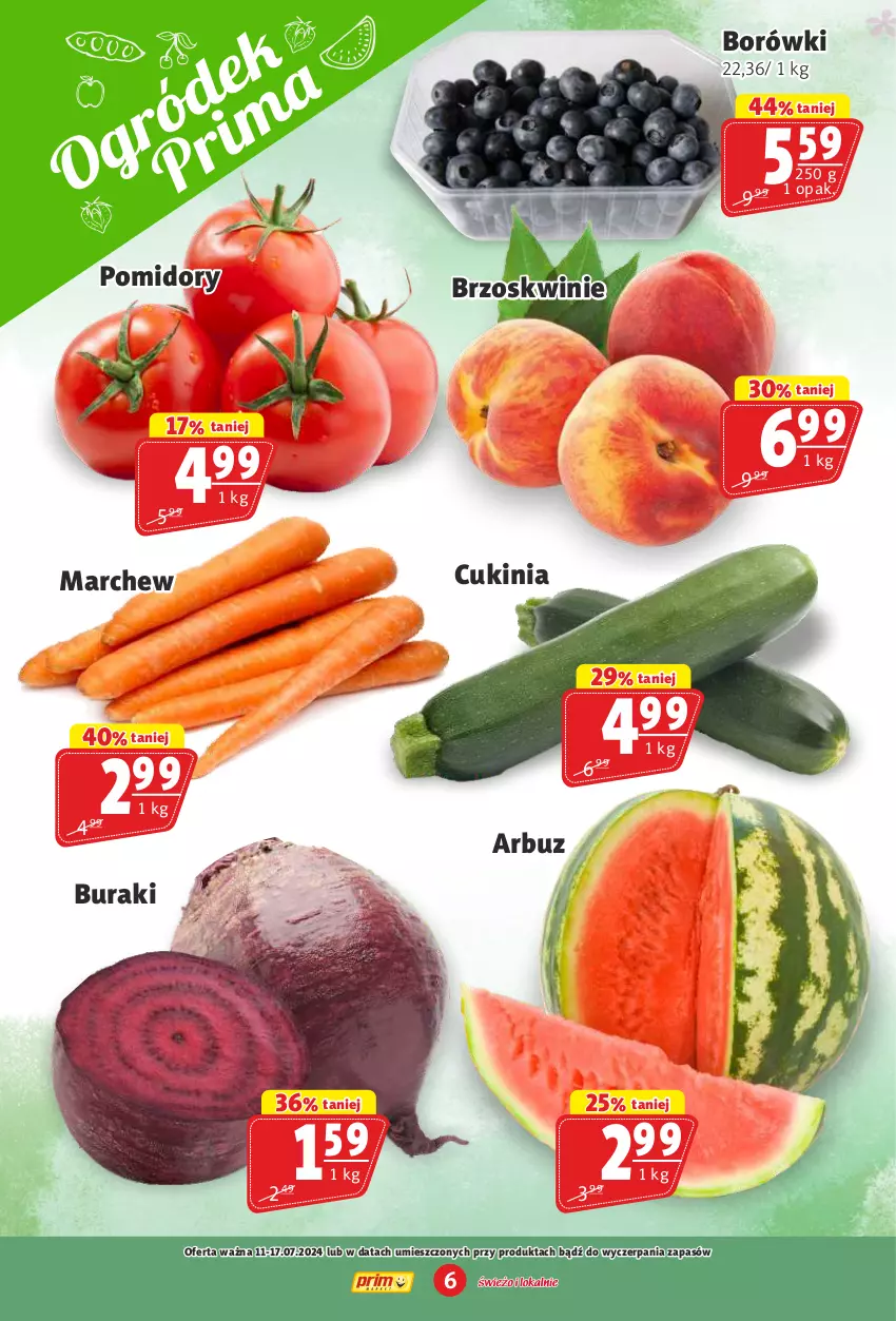 Gazetka promocyjna Prim Market - ważna 11.07 do 17.07.2024 - strona 6 - produkty: Arbuz, Brzoskwinie, Buraki, Pomidory
