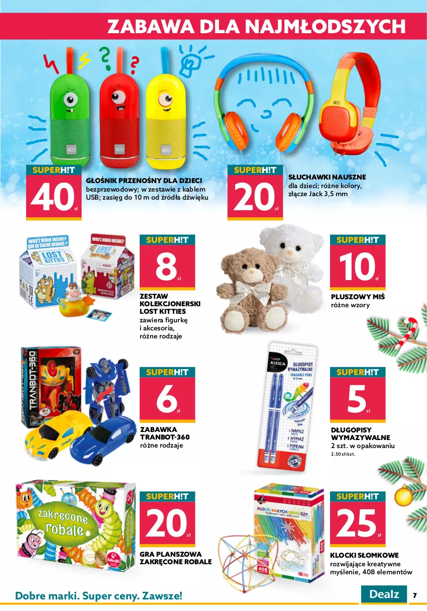 Gazetka promocyjna Dealz - Gazetka na otwarcie - Gdynia - ważna 19.11 do 03.12.2021 - strona 7 - produkty: Aquaphor, Bateria, Długopis, Dzbanek, Dzbanek filtrujący, Dziadek do orzechów, Dzieci, Głośnik, Gra, Klocki, Ozdoba, Podgrzewacze, Silan, Słuchawki, Tran, Zabawka