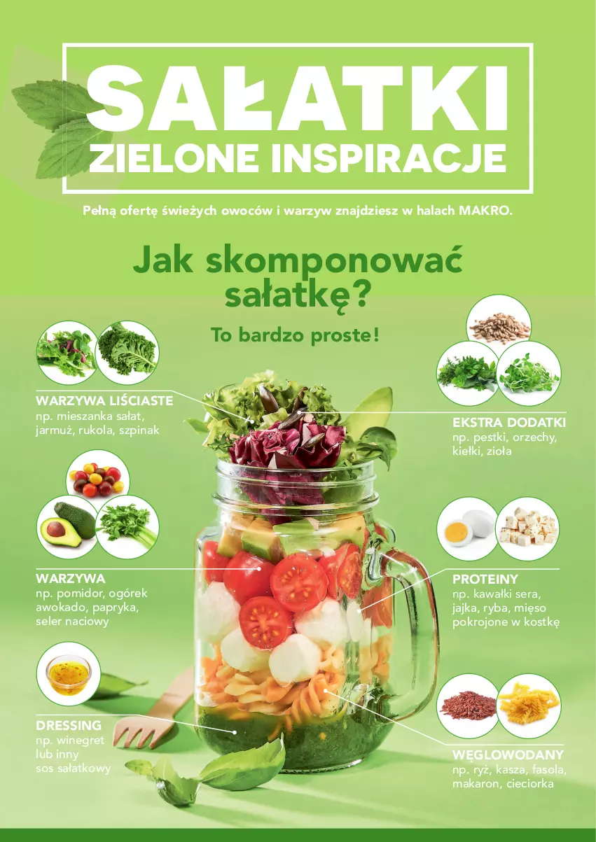 Gazetka promocyjna Makro - [Oferta specjalna] Sałatki - zielone inspiracje - ważna 23.02 do 08.03.2021 - strona 1 - produkty: Cieciorka, Dres, Fa, Fasola, Jarmuż, Kasza, Kawa, Kiełki, Makaron, Mięso, Mieszanka sałat, Ogórek, Orka, Papryka, Rukola, Ryba, Ryż, Sałat, Seler naciowy, Ser, Sos, Szpinak, Warzywa, Woda