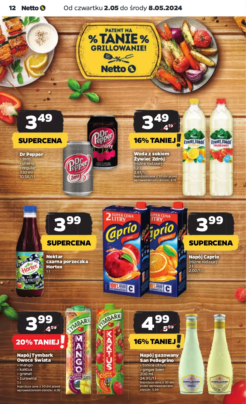 Gazetka promocyjna Netto - Od Czwartku - ważna 02.05 do 08.05.2024 - strona 12 - produkty: Gin, Gra, Granat, Hortex, Kaktus, Mango, Napój, Napój gazowany, Nektar, Owoce, Por, Sok, Tymbark, Woda