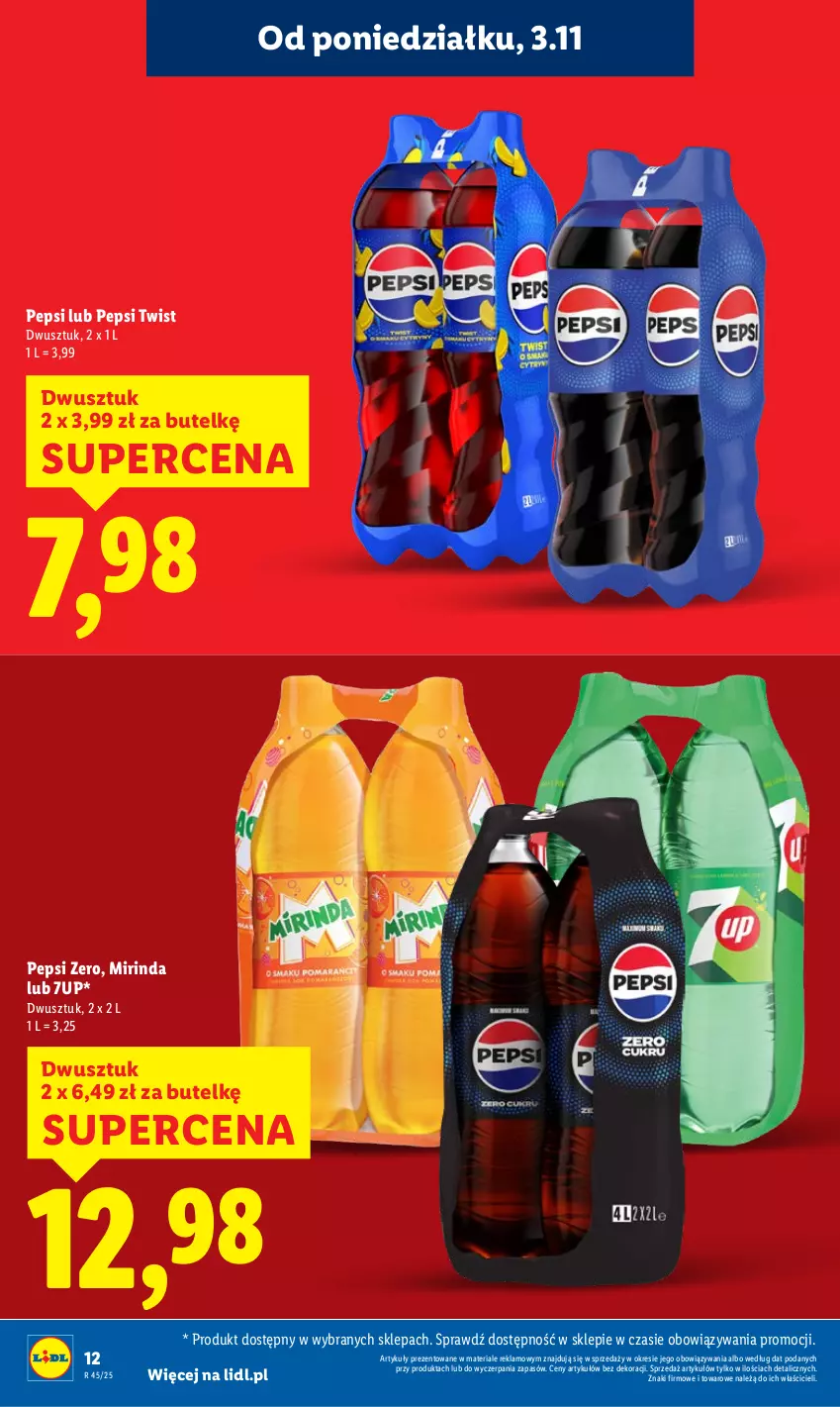 Gazetka promocyjna Lidl - GAZETKA - ważna 03.11 do 05.11.2025 - strona 12 - produkty: 7up, Mirinda, Pepsi