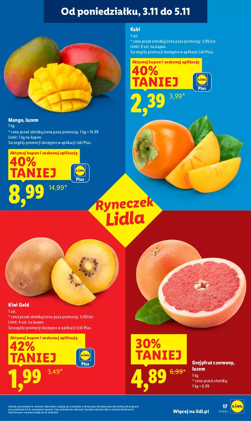 Gazetka promocyjna Lidl - GAZETKA - ważna 03.11 do 05.11.2025 - strona 19 - produkty: Grejpfrut, Kaki, Kiwi, Mango
