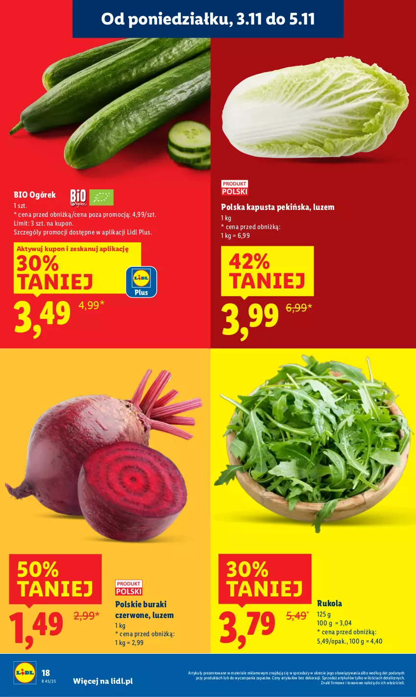 Gazetka promocyjna Lidl - GAZETKA - ważna 03.11 do 05.11.2025 - strona 20 - produkty: Buraki, Ogórek, Rukola