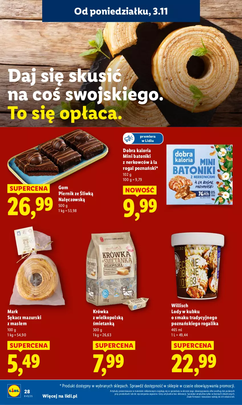 Gazetka promocyjna Lidl - GAZETKA - ważna 03.11 do 05.11.2025 - strona 30 - produkty: Baton, Lody, Piernik, Rogal, Sękacz, Tonik