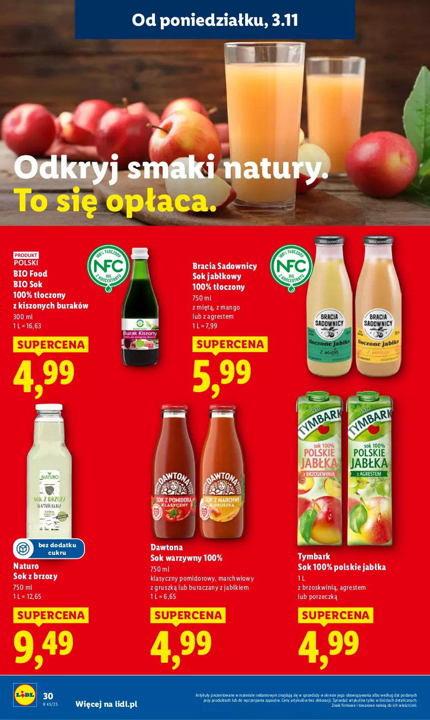 Gazetka promocyjna Lidl - GAZETKA - ważna 03.11 do 05.11.2025 - strona 32 - produkty: Dawtona, Gres, Jabłka, Mango, Por, Sok, Sok jabłkowy, Tymbark