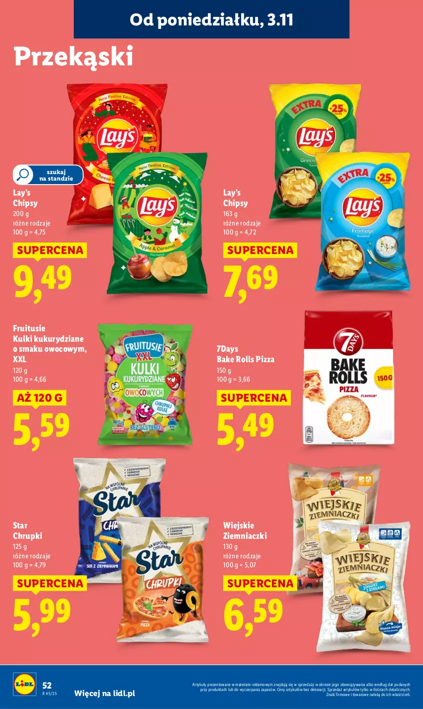 Gazetka promocyjna Lidl - GAZETKA - ważna 03.11 do 05.11.2025 - strona 54 - produkty: Bake Rolls, Chipsy, Chrupki, Lay’s, Pizza