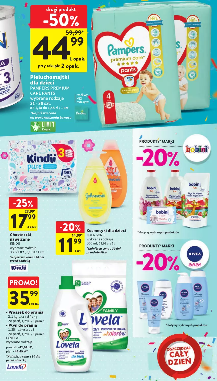 Gazetka promocyjna Intermarche - Gazetka Intermarche - ważna 21.09 do 27.09.2023 - strona 39 - produkty: Chusteczki, Dzieci, Kindii, Kosmetyki dla dzieci, Lovela, Majtki, Pampers, Pieluchomajtki, Płyn do prania, Proszek do prania