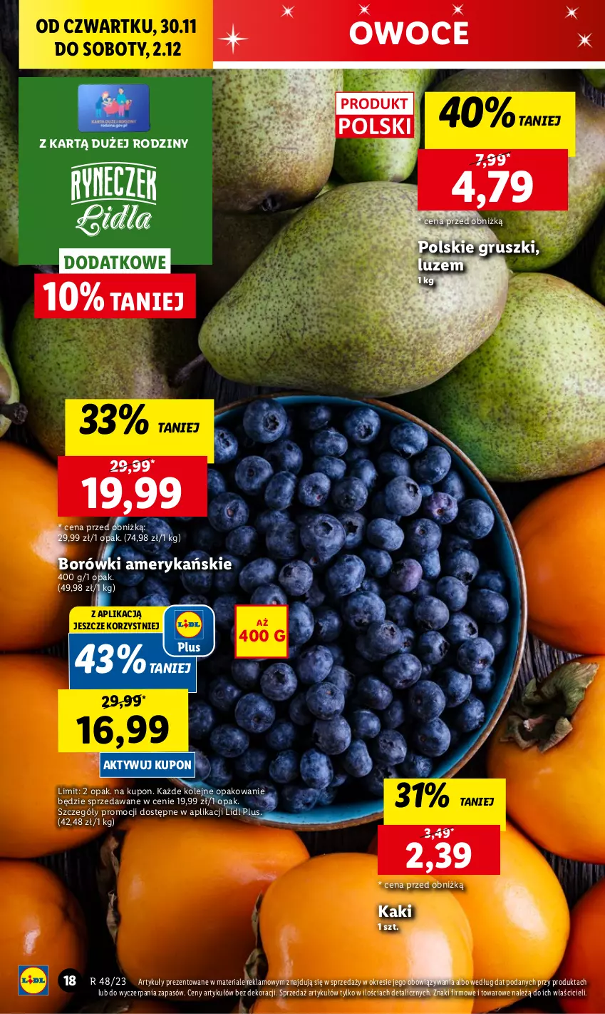 Gazetka promocyjna Lidl - GAZETKA - ważna 30.11 do 02.12.2023 - strona 20 - produkty: Chleb, Gruszki, Kaki, Olej, Owoce, Ser, Warzywa, Warzywa i owoce