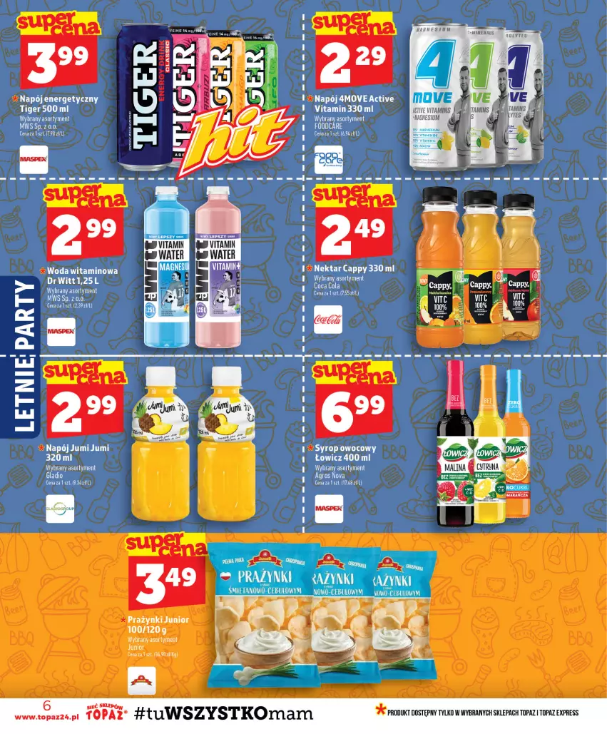 Gazetka promocyjna Topaz - Gazetka - ważna 23.07 do 29.07.2026 - strona 6 - produkty: Cappy, Napój, Napój energetyczny, Nektar, Syrop, Tiger, Top