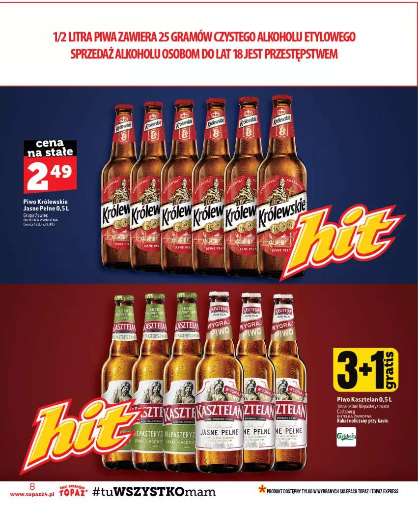 Gazetka promocyjna Topaz - Gazetka - ważna 23.07 do 29.07.2026 - strona 8 - produkty: Gra, Kasztelan, Królewski, Piwa, Piwo, Top