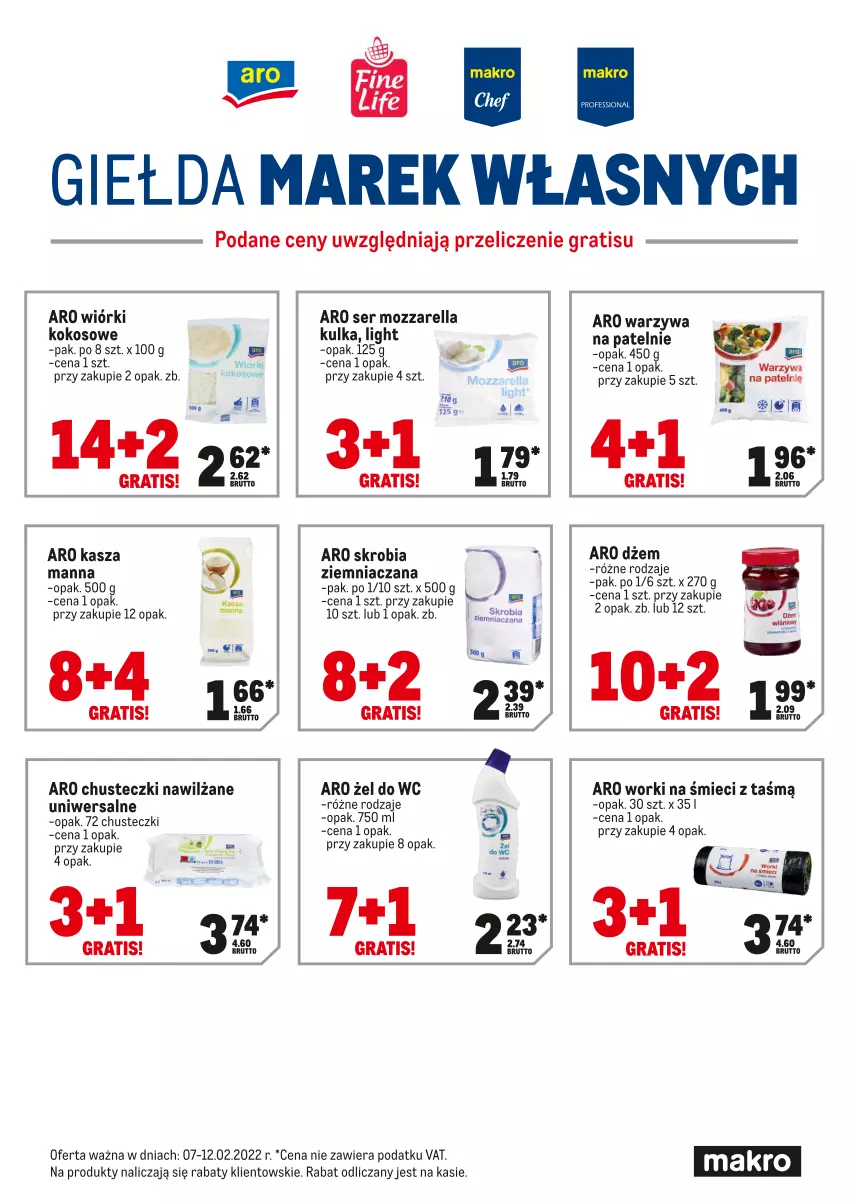 Gazetka promocyjna Makro - [Oferta specjalna] Express ofert - ważna 07.02 do 13.02.2022 - strona 2 - produkty: Chusteczki, Dżem, Gin, Gra, Kasza, Kokos, Mozzarella, Ser, Warzywa, Worki na śmiec, Worki na śmieci