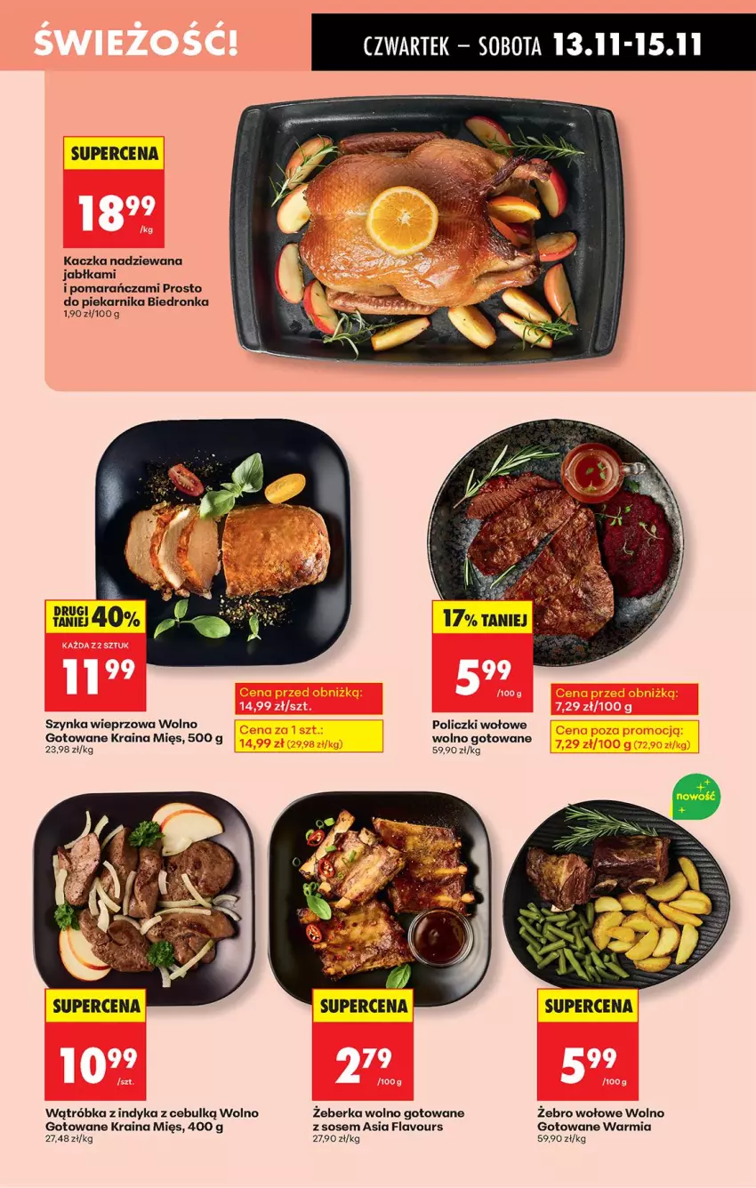 Gazetka promocyjna Biedronka - Od Czwartku - ważna 13.11 do 19.11.2025 - strona 27 - produkty: Jabłka, Kaczka, Piekarnik, Policzki wołowe, Sos, Szynka, Szynka wieprzowa