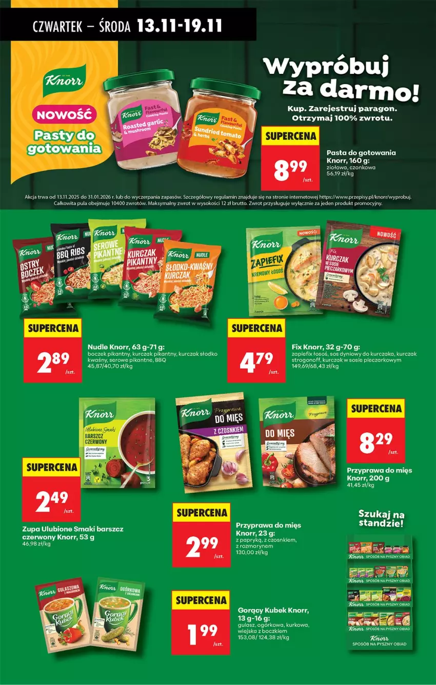 Gazetka promocyjna Biedronka - Od Czwartku - ważna 13.11 do 19.11.2025 - strona 65 - produkty: Boczek, Fa, Knorr, Kubek, Kurczak, Piec, Ser, Sok, Sos, Zupa
