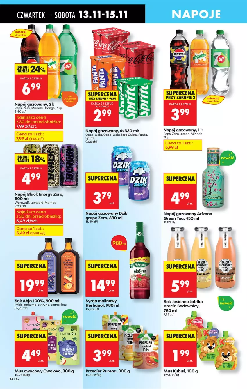 Gazetka promocyjna Biedronka - Od Czwartku - ważna 13.11 do 19.11.2025 - strona 68 - produkty: 7up, Cif, Coca-Cola, Fa, Fanta, Gra, Imbir, Kurkuma, Lack, Lampa, Mamba, Mirinda, Mus, Napój, Napój gazowany, Napoje, Pepsi, Pur, Sok, Sprite, Syrop
