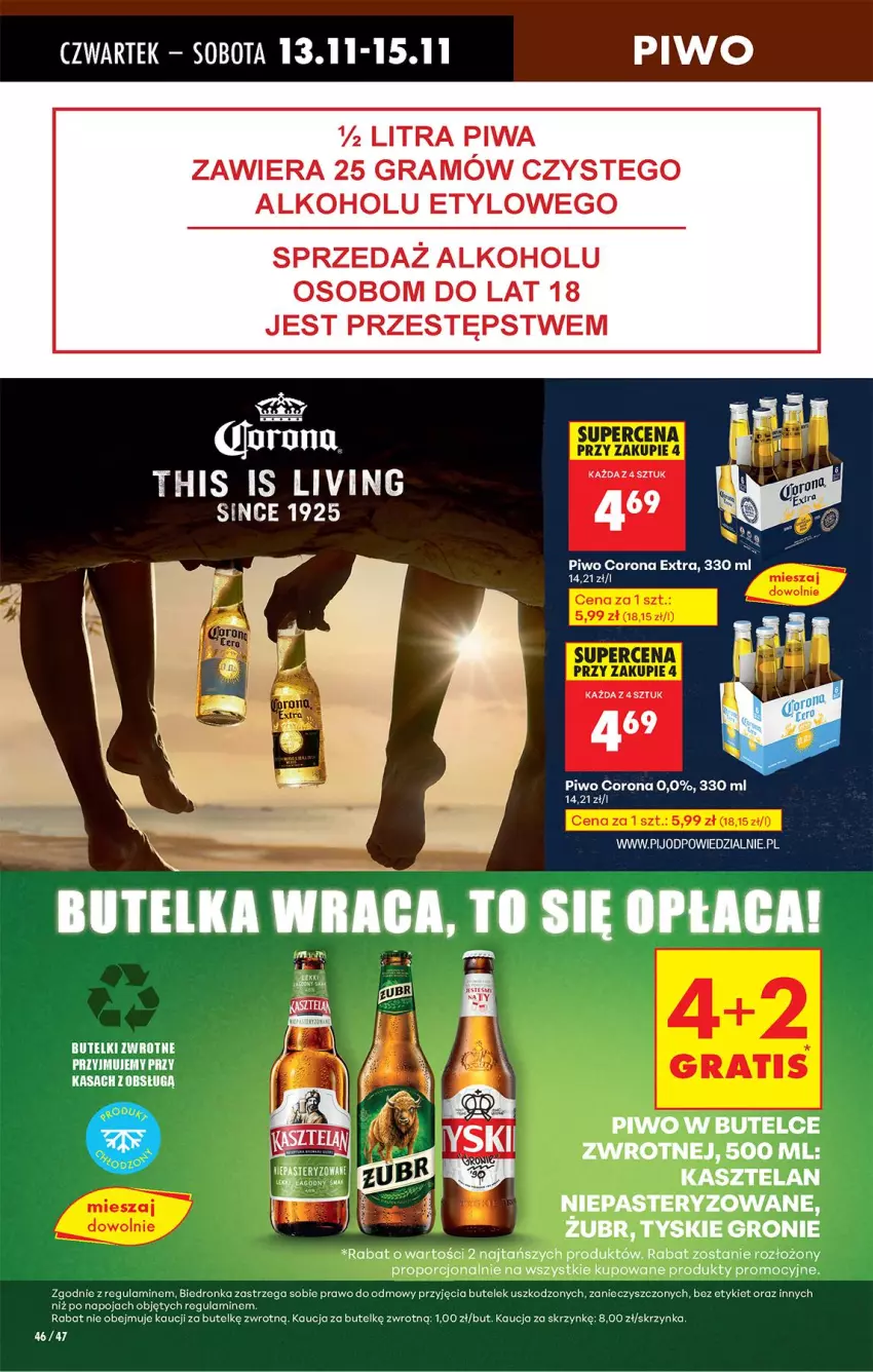 Gazetka promocyjna Biedronka - Od Czwartku - ważna 13.11 do 19.11.2025 - strona 70 - produkty: Corona Extra, Gra, Kasztelan, Piwa, Piwo, Por, Tyskie