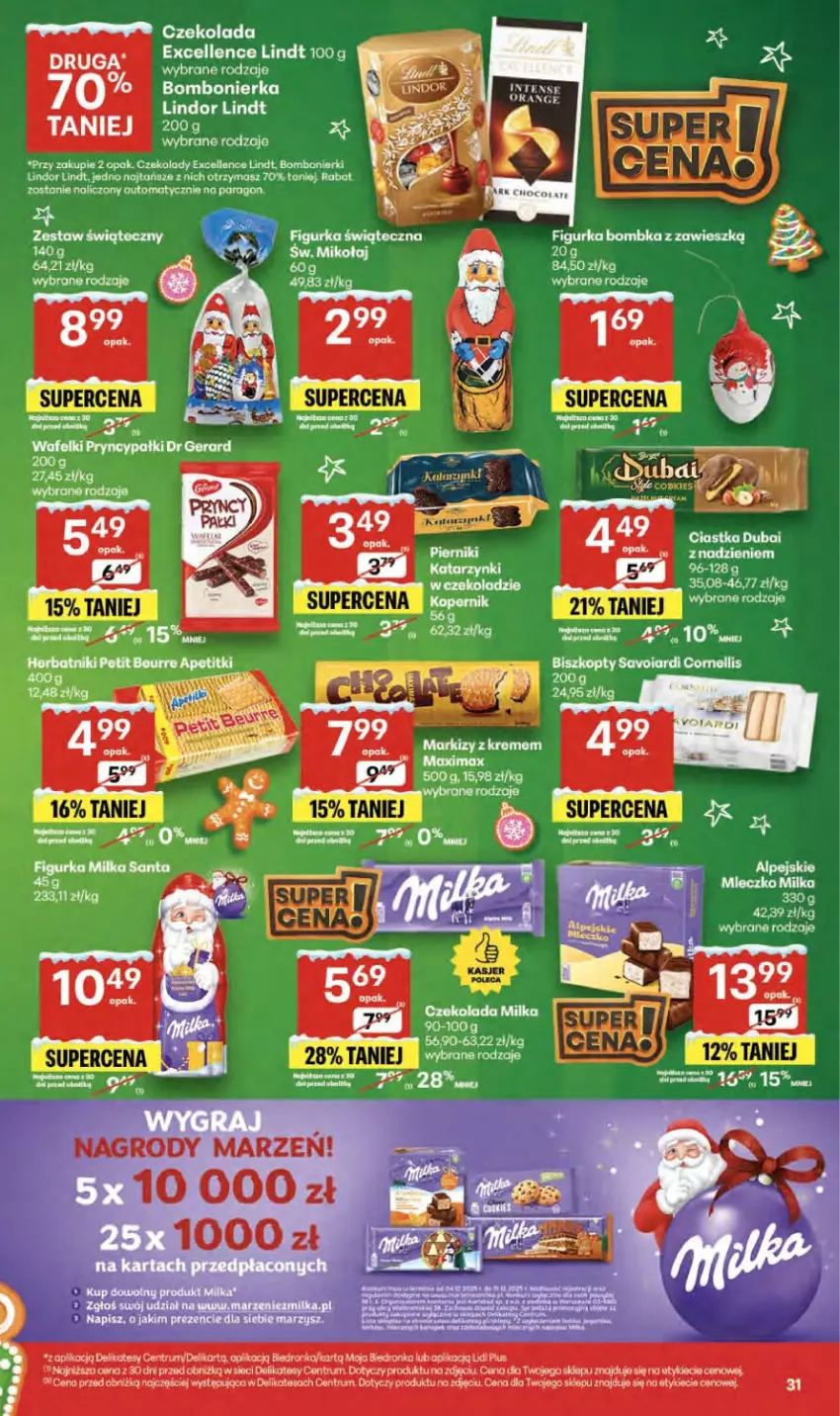 Gazetka promocyjna Delikatesy Centrum - Franczyza DC51 Czwartek - ważna 18.12 do 23.12.2025 - strona 31 - produkty: Ciastka, Czekolada, Dr Gerard, K2, Lindor, Lindt, Rum