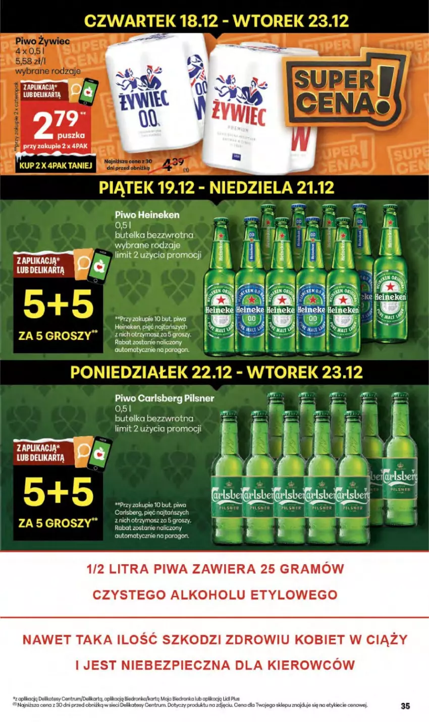 Gazetka promocyjna Delikatesy Centrum - Franczyza DC51 Czwartek - ważna 18.12 do 23.12.2025 - strona 35 - produkty: Carlsberg, Gra, Heineken, Piec, Piwa, Piwo, Rum