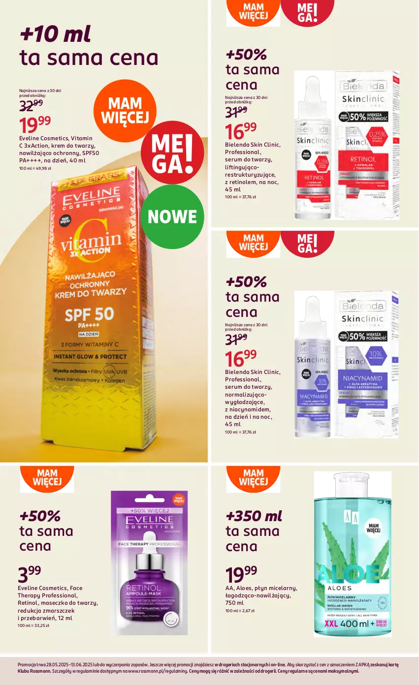 Gazetka promocyjna Rossmann - 28 maja - ważna 28.05 do 13.06.2025 - strona 21 - produkty: Bielenda, Clin, Eveline, Fa, Krem do twarzy, Mars, Płyn micelarny, Rum, Ser, Serum, Serum do twarzy