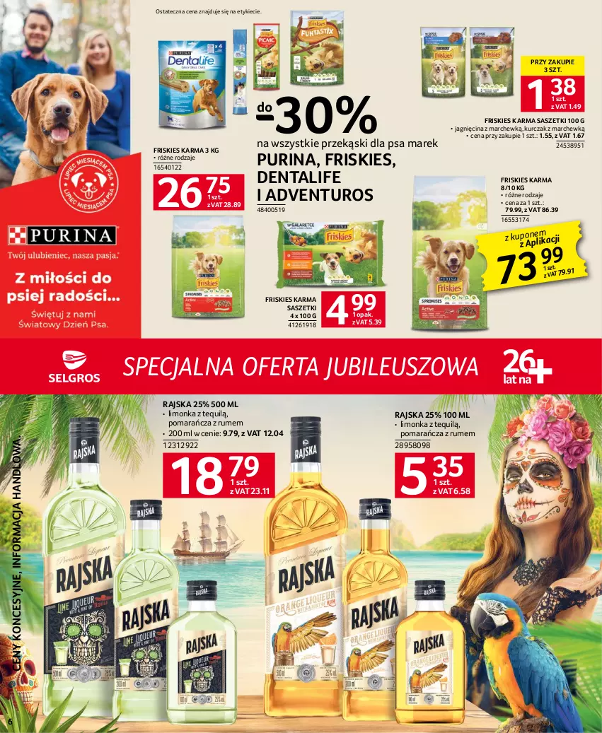 Gazetka promocyjna Selgros - Specjalna oferta jubileuszowa - ważna 04.05 do 30.06.2023 - strona 6 - produkty: Adventuros, Friskies, Kurczak, Limonka, Przekąski dla psa, Pur, Purina, Rum