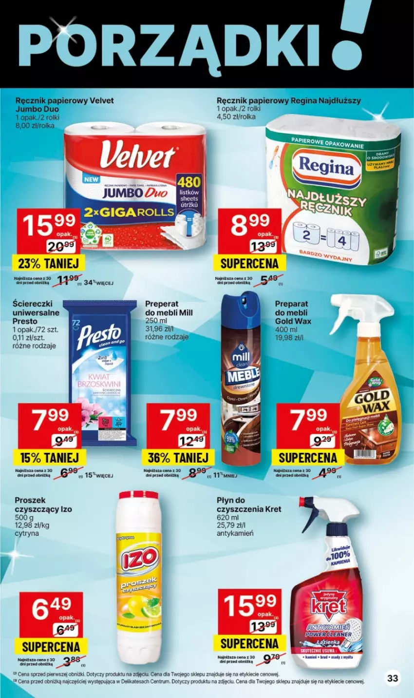 Gazetka promocyjna Delikatesy Centrum - Gazetka DC45 czw-sr - ważna 16.11 do 22.11.2023 - strona 33 - produkty: Gin, Kret, Papier, Por, Presto, Ręcznik, Rolki, Rum, Velvet