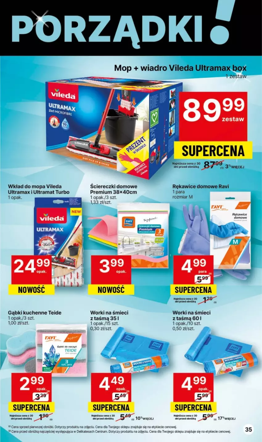 Gazetka promocyjna Delikatesy Centrum - Gazetka DC45 czw-sr - ważna 16.11 do 22.11.2023 - strona 35 - produkty: Mop, Por, Rama, Rękawice, Rum, Vileda, Wiadro, Wkład do mopa, Worki na śmiec, Worki na śmieci