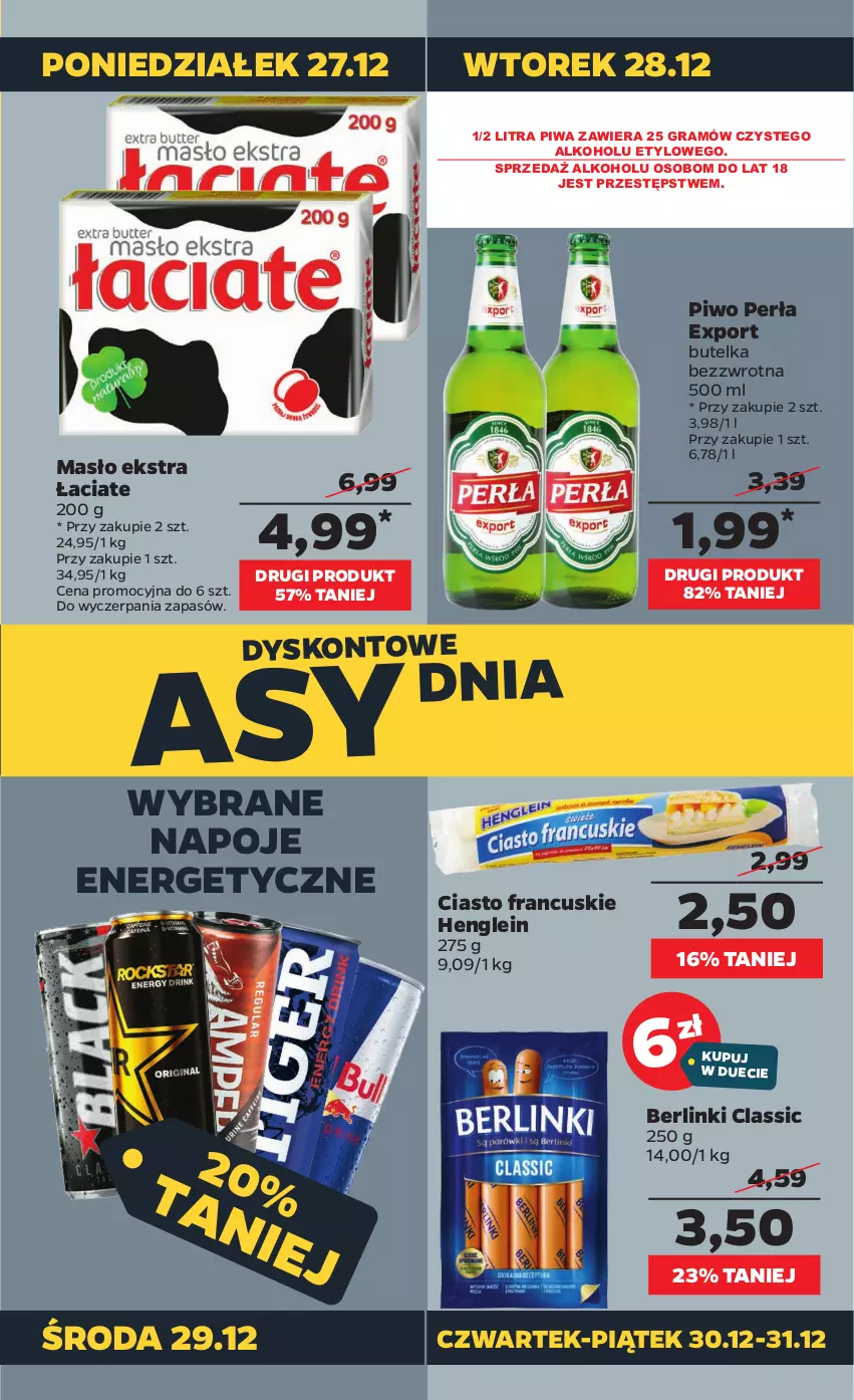 Gazetka promocyjna Netto - Gazetka spożywcza - ważna 27.12 do 31.12.2021 - strona 3 - produkty: Berlinki, Ciasto francuskie, Gra, Masło, Napoje, Perła, Piwa, Piwo, Por