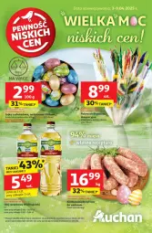 Gazetka promocyjna Auchan - WIELKA MOC Niskich Cen Hipermarket - Gazetka - ważna od 09.04 do 09.04.2025 - strona 1 - produkty: Palma, Olej rzepakowy, Kiełbasa biała, Olej, Kiełbasa