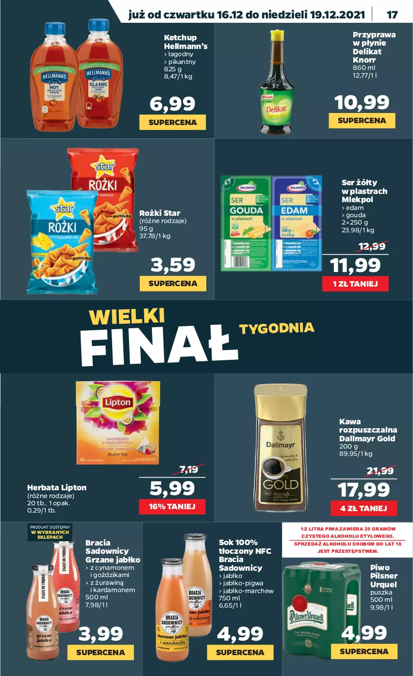 Gazetka promocyjna Netto - Gazetka spożywcza - ważna 13.12 do 19.12.2021 - strona 17 - produkty: Dallmayr, Edam, Gouda, Gra, Hellmann’s, Herbata, Kawa, Kawa rozpuszczalna, Ketchup, Knorr, Lipton, Piwa, Piwo, Przyprawa w płynie, Ser, Sok