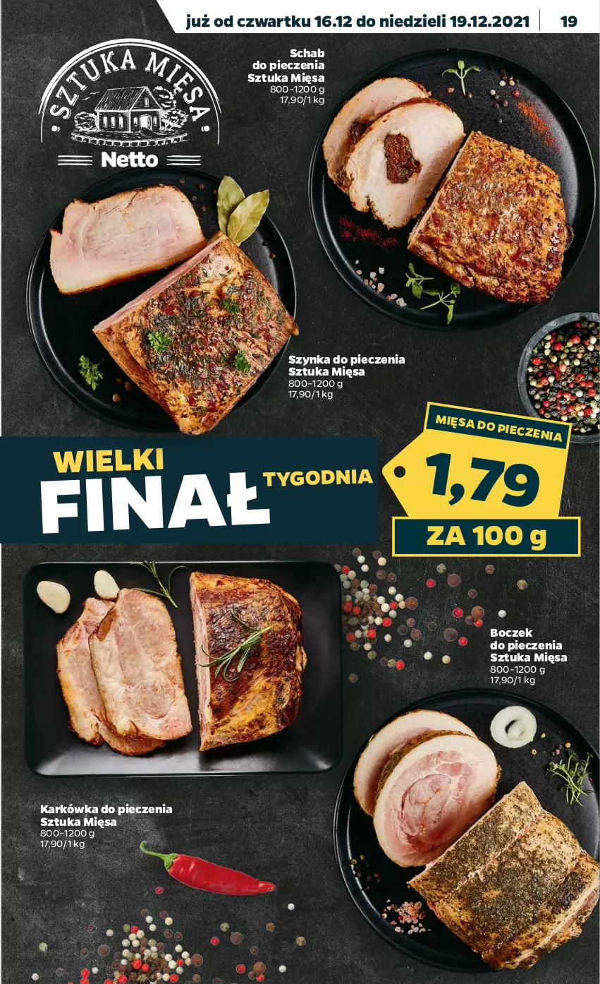 Gazetka promocyjna Netto - Gazetka spożywcza - ważna 13.12 do 19.12.2021 - strona 19 - produkty: Boczek, Piec, Schab do pieczenia, Szynka