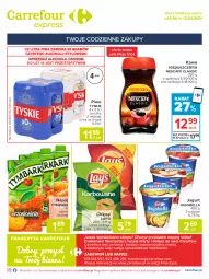 Gazetka promocyjna Carrefour - Gazetka Express - Gazetka - ważna od 12.04 do 12.04.2021 - strona 2 - produkty: Piwa, Piwo, Nescafé, Kawa rozpuszczalna, Gra, Bell, Jogurt, Chipsy, Kawa, Tyskie, Tymbark, Bella, Jogobella, Lay’s, Napój