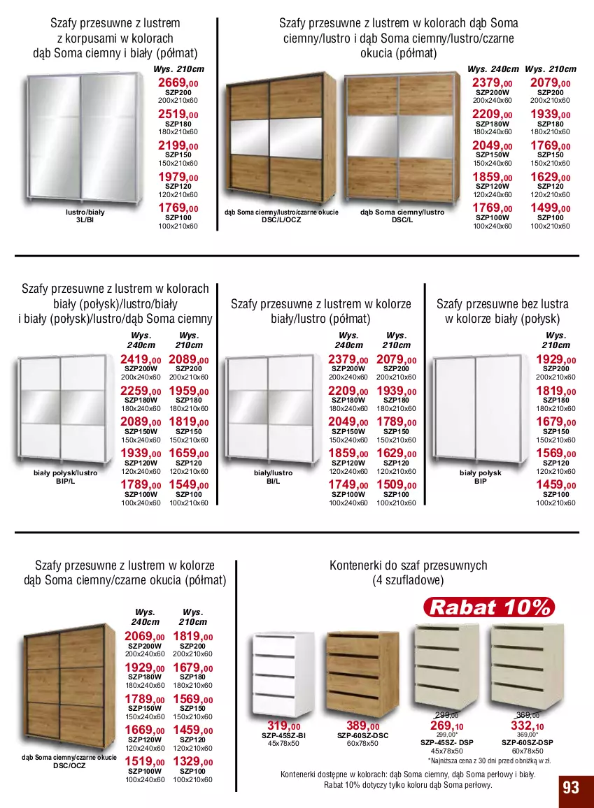 Gazetka promocyjna Bodzio - ważna 01.10 do 31.12.2023 - strona 93 - produkty: Lustro, Szafy przesuwne